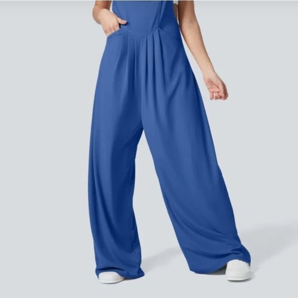 HALARA Vibrant Blue Knit Wide Leg Jumpsuit. Size Small. EUC - Picture 10 of 11